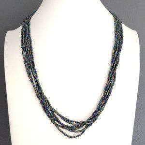 Multi strand multi colored seed bead necklace